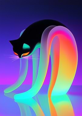 Neon Abstract Cat