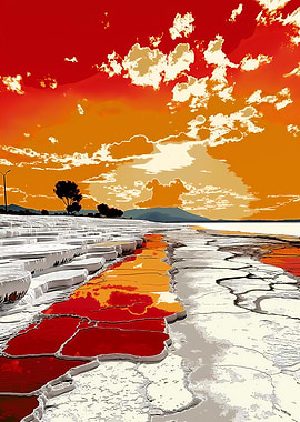 Sunset Over Travertine Pools