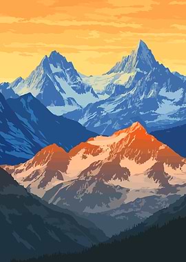 Mountain Range Sunset