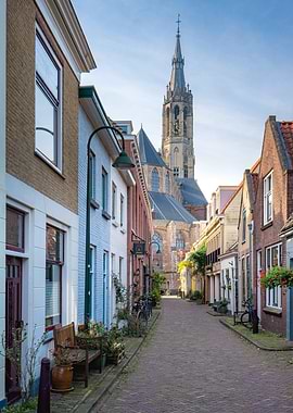 The historic center of Delft, Netherlands