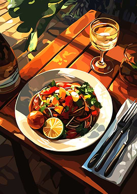 Seafood Pasta with Wine