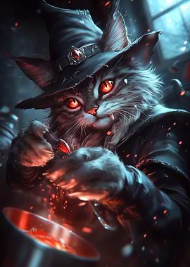 Cat Fire Wizard