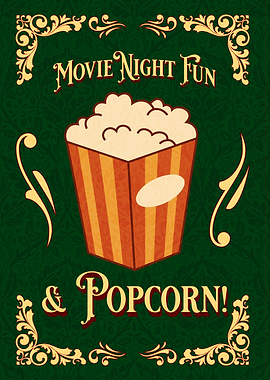 Movie Night Popcorn Poster