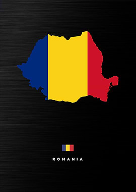 Romania Map with Flag