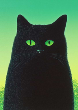 Black Cat with Green Eyes
