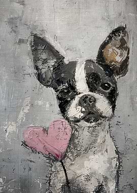 French Bulldog with Heart