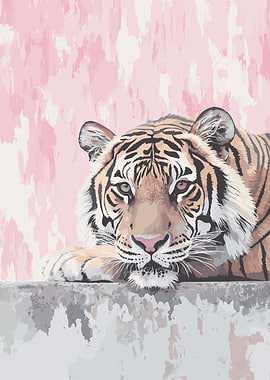 Tiger Portrait with Pink Background Safari