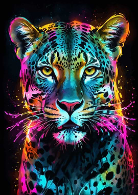 Neon Leopard Portrait
