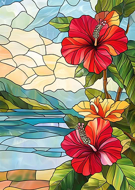 Stained Glass Hibiscus