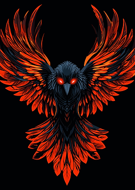 Fiery Raven Illustration