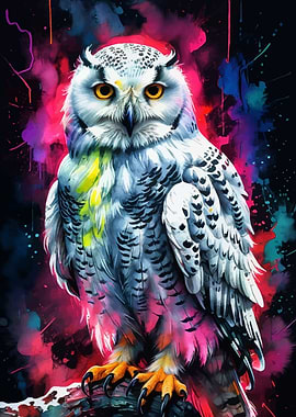 Snowy Owl Watercolor Art