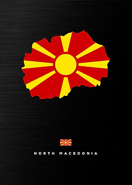 North Macedonia Map Flag