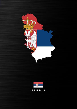 Serbia Map with Flag