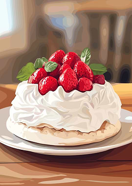Strawberry Meringue Cake