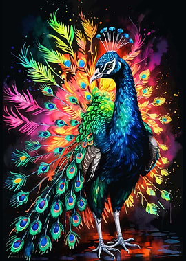 Peacock Watercolor Art
