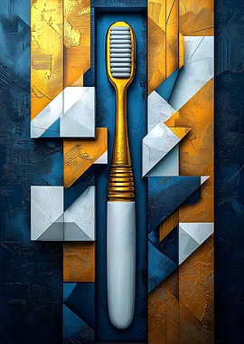 Golden Cubist Toothbrush