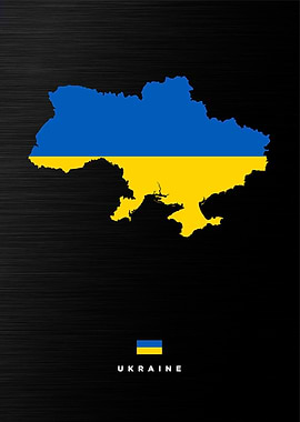 Ukraine Map with Flag