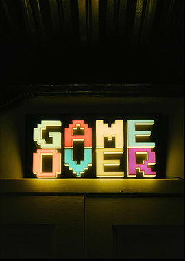 Game Over Pixel Sign In A Gaming Zone