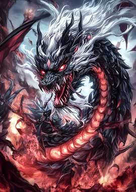 Black Dragon with Red Eyes