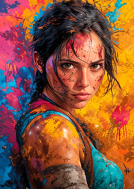 Lara Corft with Paint Splatter