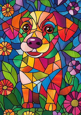 Stained Glass Puppy