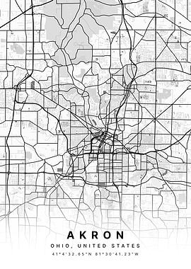Akron Ohio USA Map