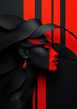 Abstract Woman in Red and Black