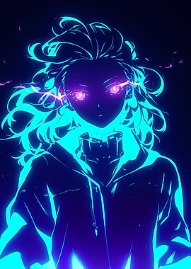 Anime Girl Neon Glow