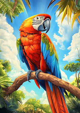 Scarlet Macaw on Branch