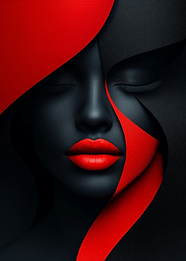 Red Lips Abstract Portrait