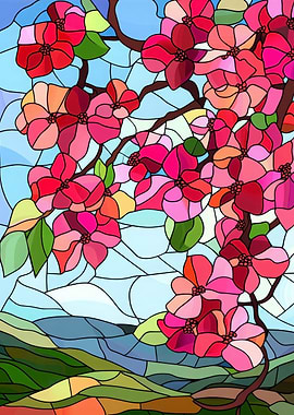 Stained Glass Spring Blossoms