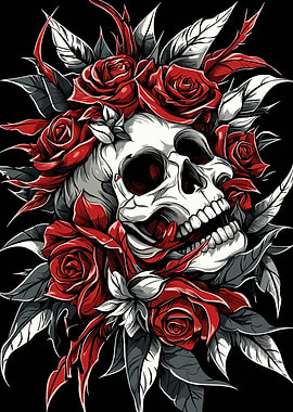 Skull with Roses