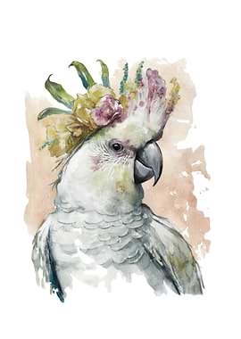Cockatoo with Floral Crown