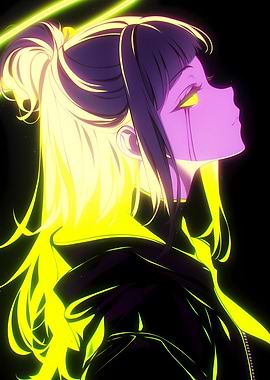 Anime Girl with Neon Glow
