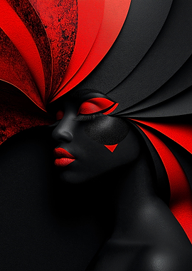 Geometric Red Makeup Look