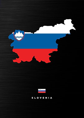 Slovenia Map with Flag