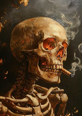 Head of a Skeleton with a Burning Cigarette