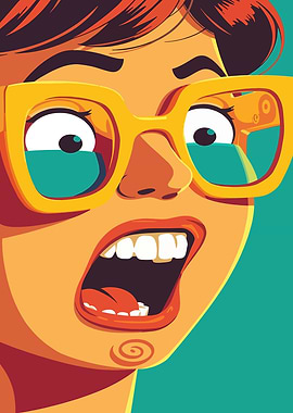 Surprised Woman in Glasses