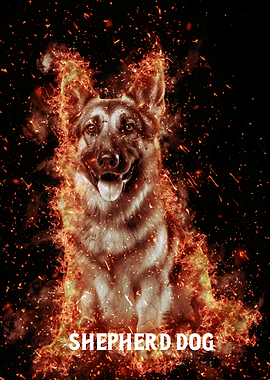 Fiery German Shepherd dog
