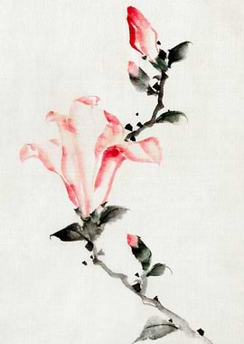 Pink Flower Branch Painting