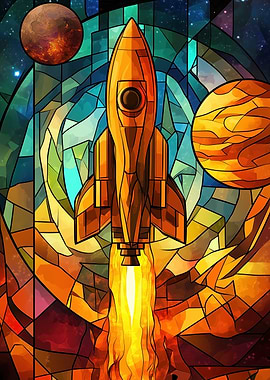 Stained Glass Rocket Launch