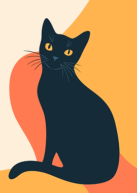 Minimalist Black Cat Illustration