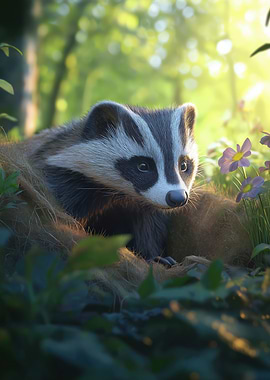 Badger in Forest