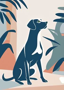 Dog Silhouette with Tropical Leaves Henri Matisse
