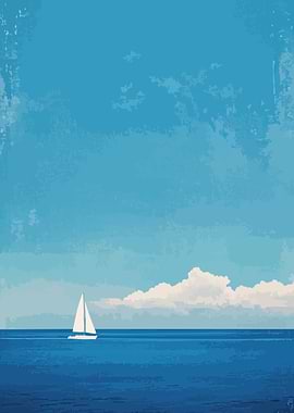 Sailboat on Calm Sea Minimalist Art