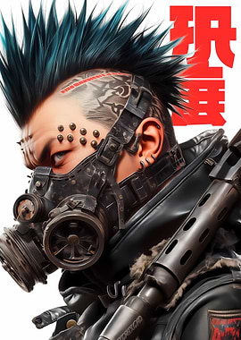 Cyberpunk Gas Mask Portrait