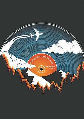 Vinyl Record Mountain Landscape