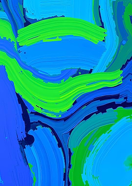Abstract Blue And Green Painting