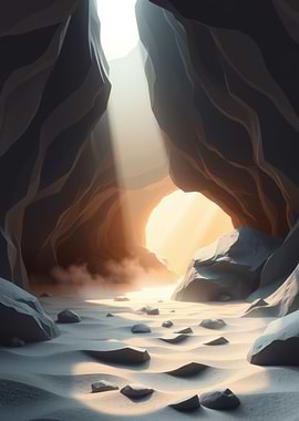 Sunlit Cave Entrance