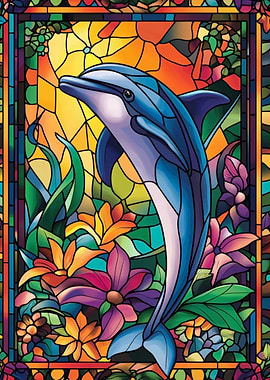 Dolphin Stained Glass